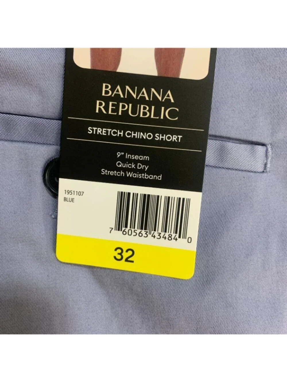 NWT Banana Republic Men's 32 Blue Stretch Chino Shorts 9